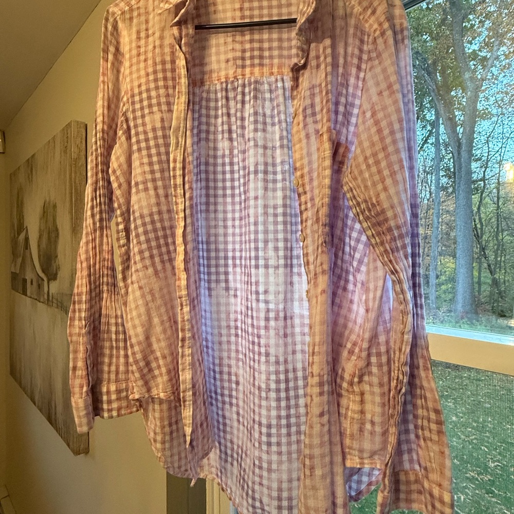 Pilcro Pink and White Gingham Top